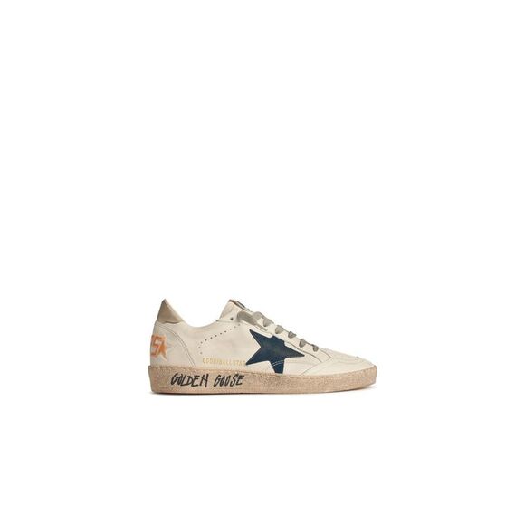 Golden Goose White Leather Ball-Star With Blue Suede Star And Ivory Heel Men - Picture 1 of 3